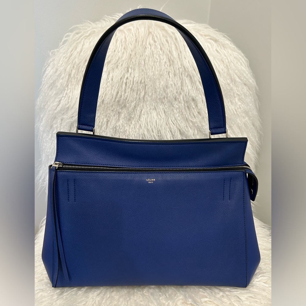 CELINE EDGE MEDIUM TOP HANDLE BAG - PRISTINE CONDITION - BLUE LEATHER